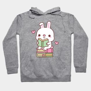 Cute Little Bunny Rabbit Loves To Read Books Hoodie